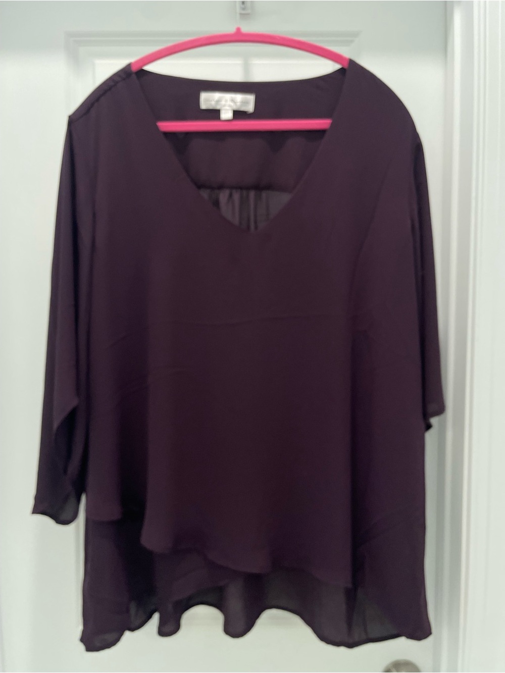 Chelsea & Theodore Plum V-Neck Layered Tunic